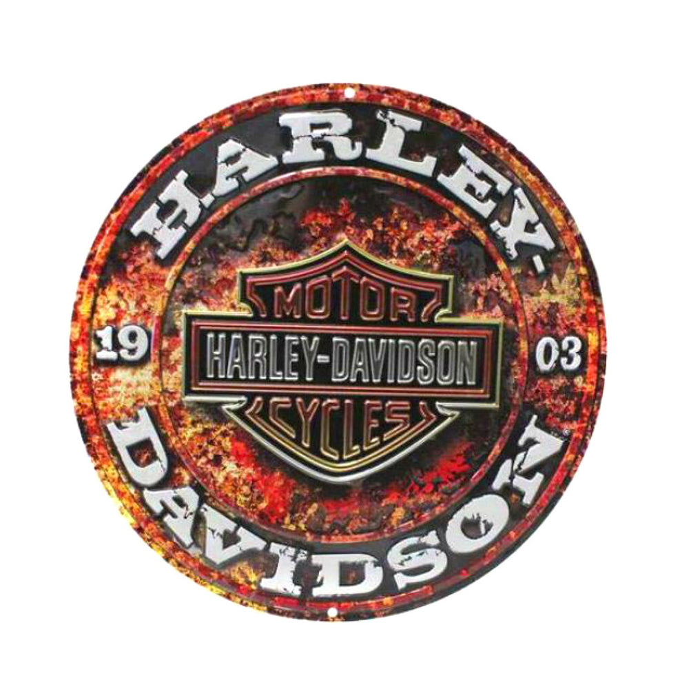Harley-Davidson® Stone Rust Bar & Shield® Embossed Tin Sign