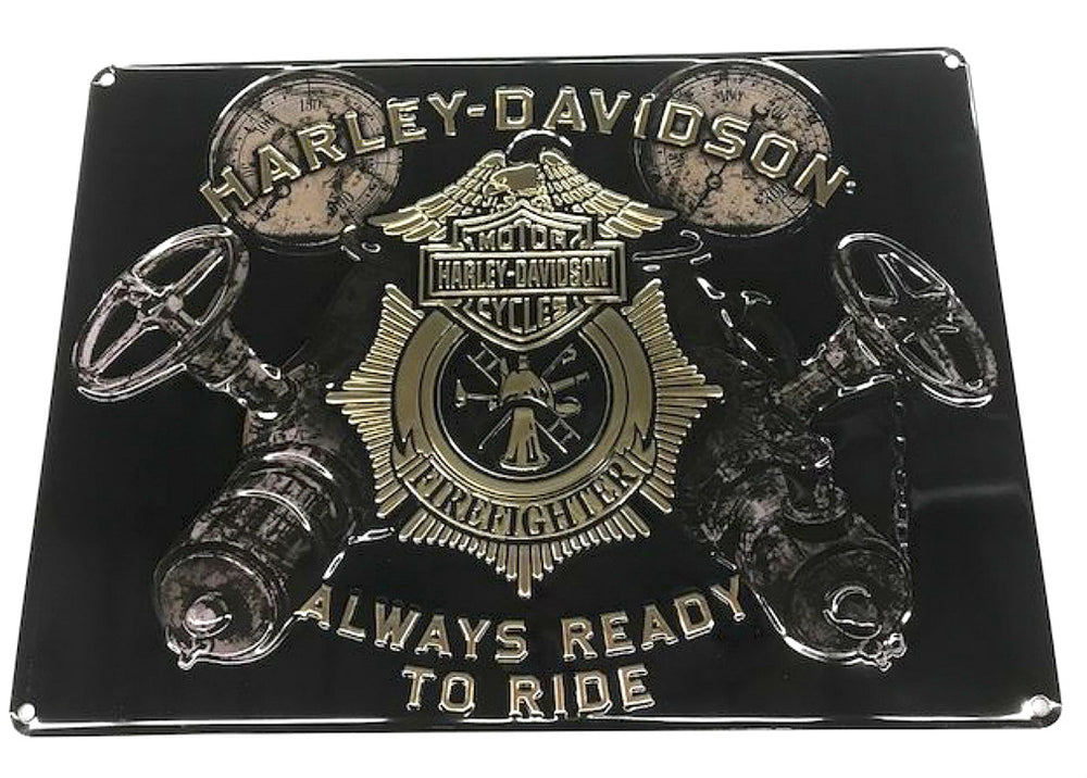 Harley-Davidson® Gauges Firefighter Embossed Tin Sign