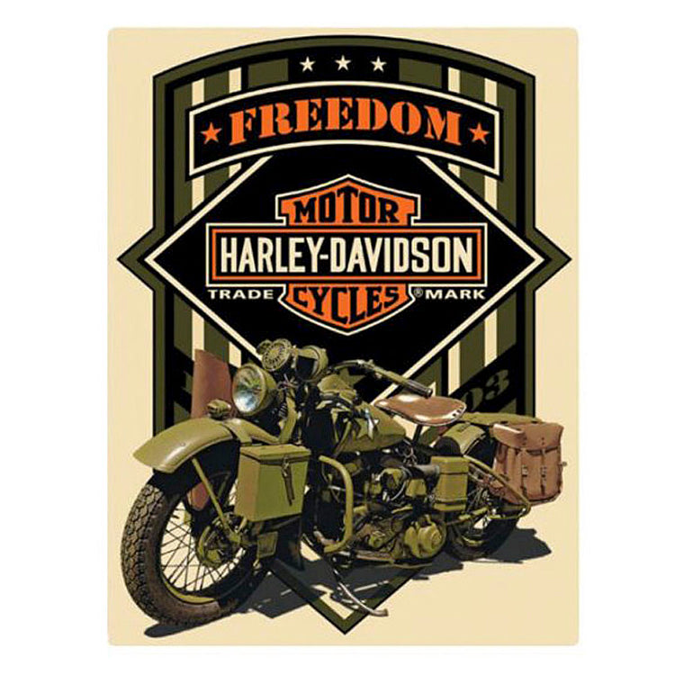 Harley-Davidson® Freedom Green Military Embossed Tin Sign