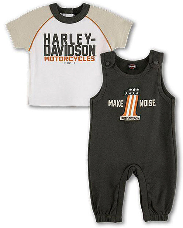 Harley-Davidson® Newborn Boys' Knit Overalls Set | Includes Tee & Overall Pants
