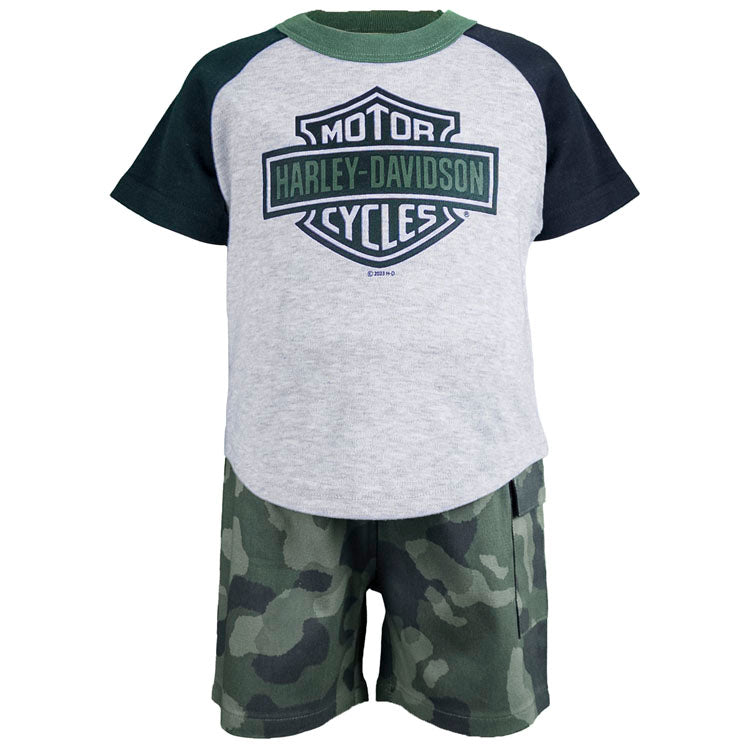 Harley-Davidson® Boys' Short-Sleeved T-Shirt & Cargo Pocket Shorts Set | Two Piece Set