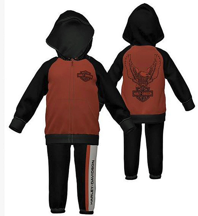 Harley-Davidson® Infant and Toddler Boys' Hooded Fleece Jog Set | 2-Piece Set | Lined Hood | Raglan Sleeves