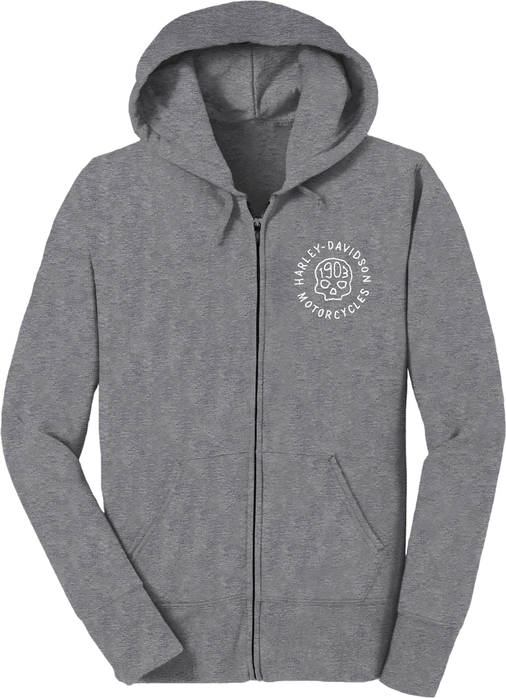 Harley-Davidson® Women's 1903 Skull Zip Hoodie | Medium Heather Grey