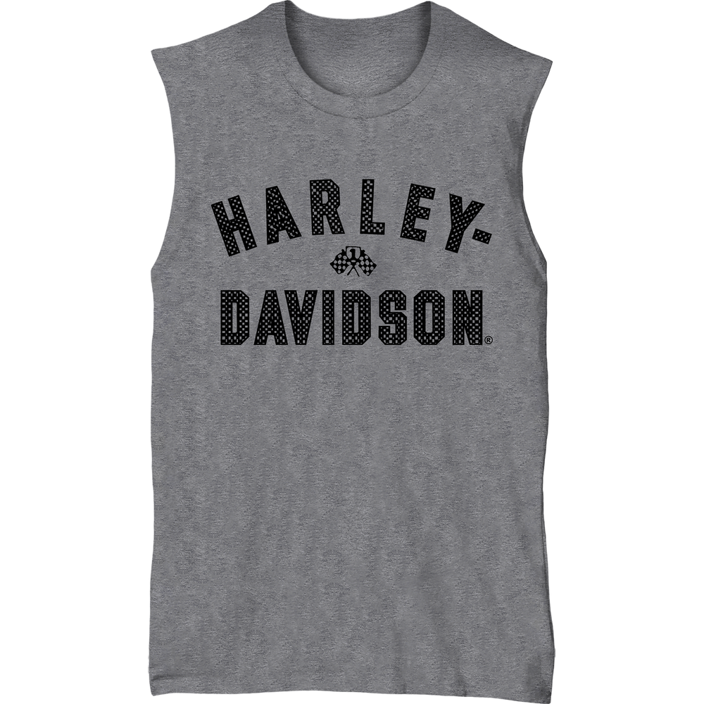 Harley-Davidson® Men's Checkered Race Sleeveless T-Shirt | Grey