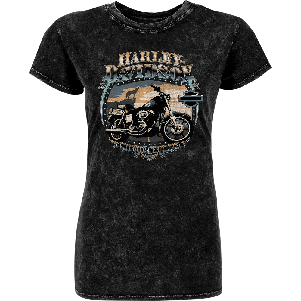 Harley-Davidson® Women's Chrome Groove T-Shirt | Mineral Dye Black