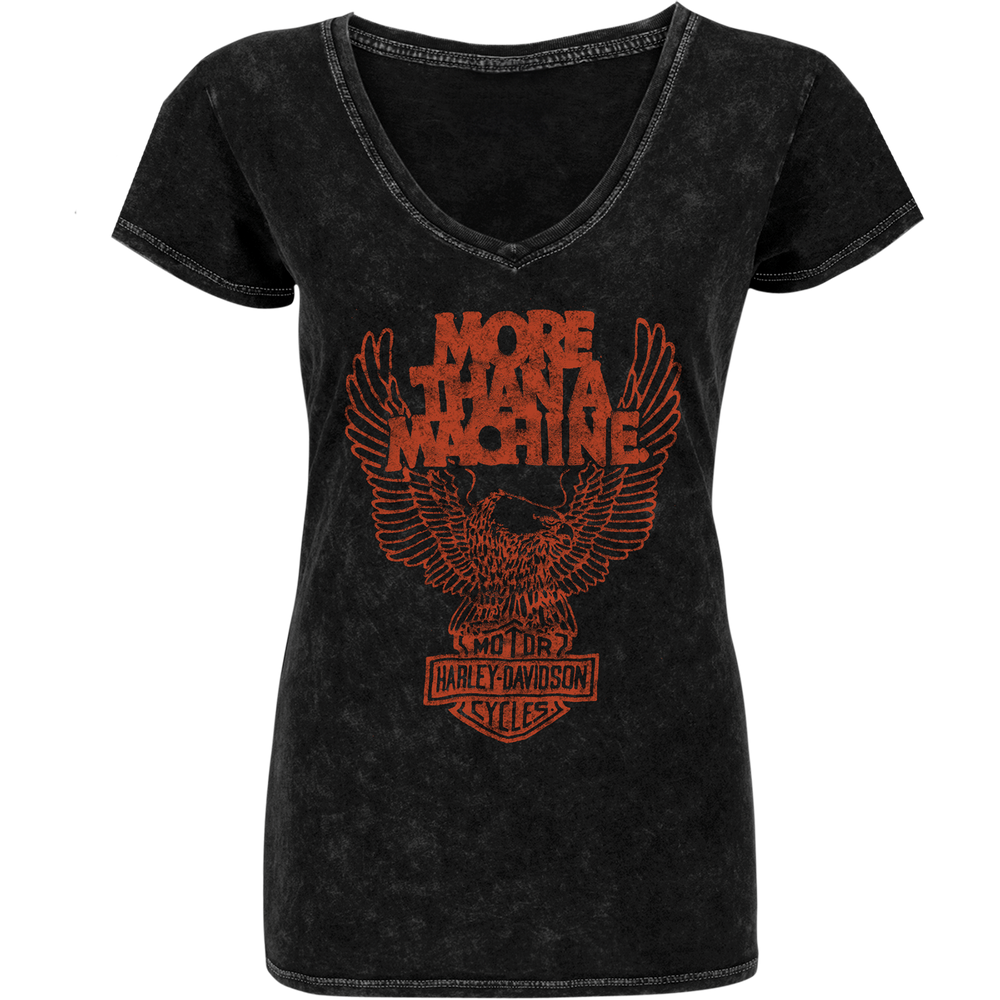 Harley-Davidson® Women's More Than A Machine V-Neck T-Shirt | Mineral Dye Black