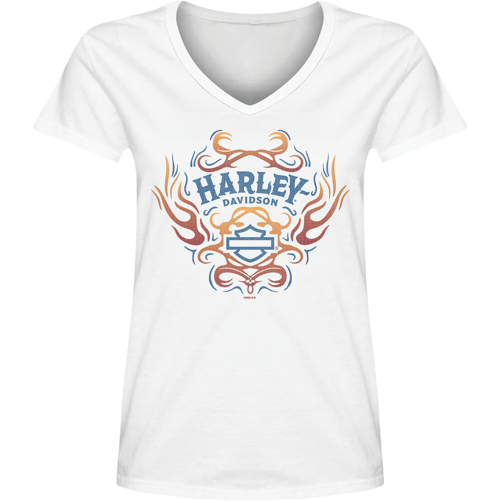 Harley-Davidson® Women's Harley Fuego V-Neck T-Shirt | White