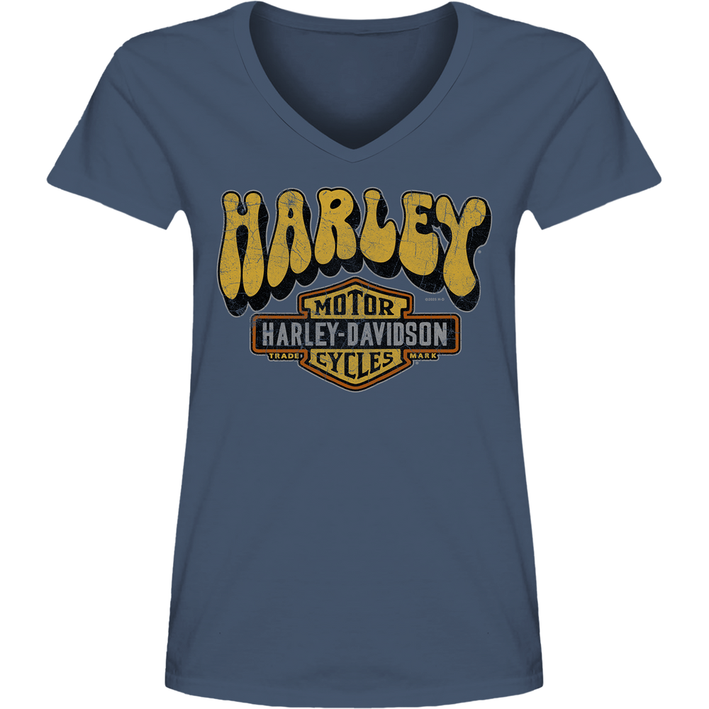 Harley-Davidson® Women's Groovy Harley V-Neck T-Shirt | Blue