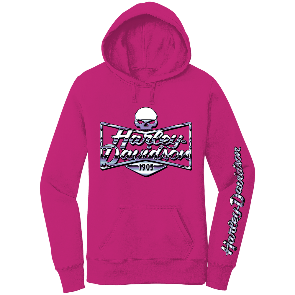 Harley-Davidson® Women's Willie Chrome Pullover Hoodie | Fuchsia