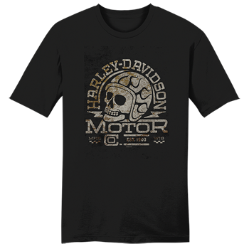 Harley-Davidson® Men's Flame Helmet Skull Tee - Black