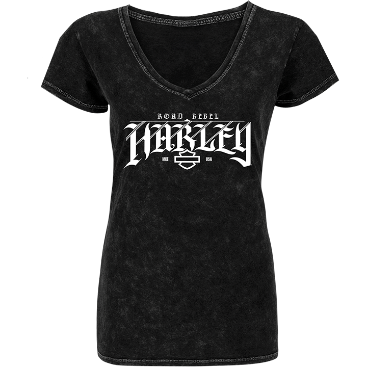 Harley-Davidson® Women's Road Rebel Slasher Tee - Black