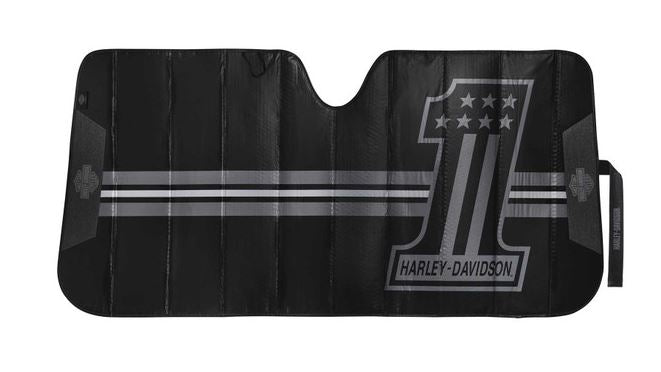 Harley-Davidson®  Universal Accordion Auto Sunshade, #1 Americana Logo | Matte Black