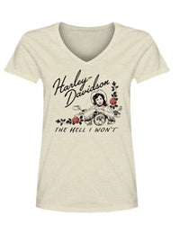 RK Stratman Harley-Davidson® Women's Sassy V-Neck &nbsp;T-Shirt | Cream