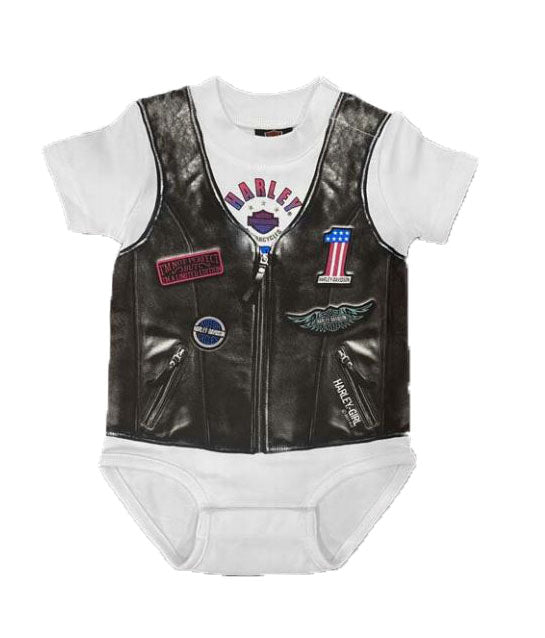 Harley-Davidson® Infant Girls' Printed Faux Vest Creeper