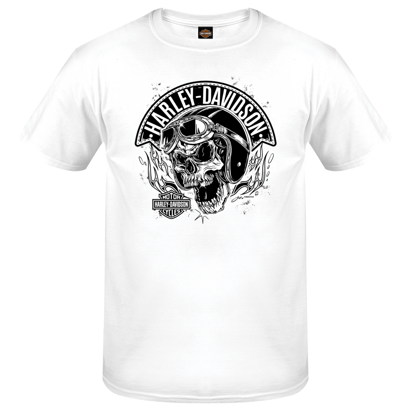 Harley-Davidson® Men's Skull Biker Short Sleeve Cotton Crew-Neck T-Shirt,  White