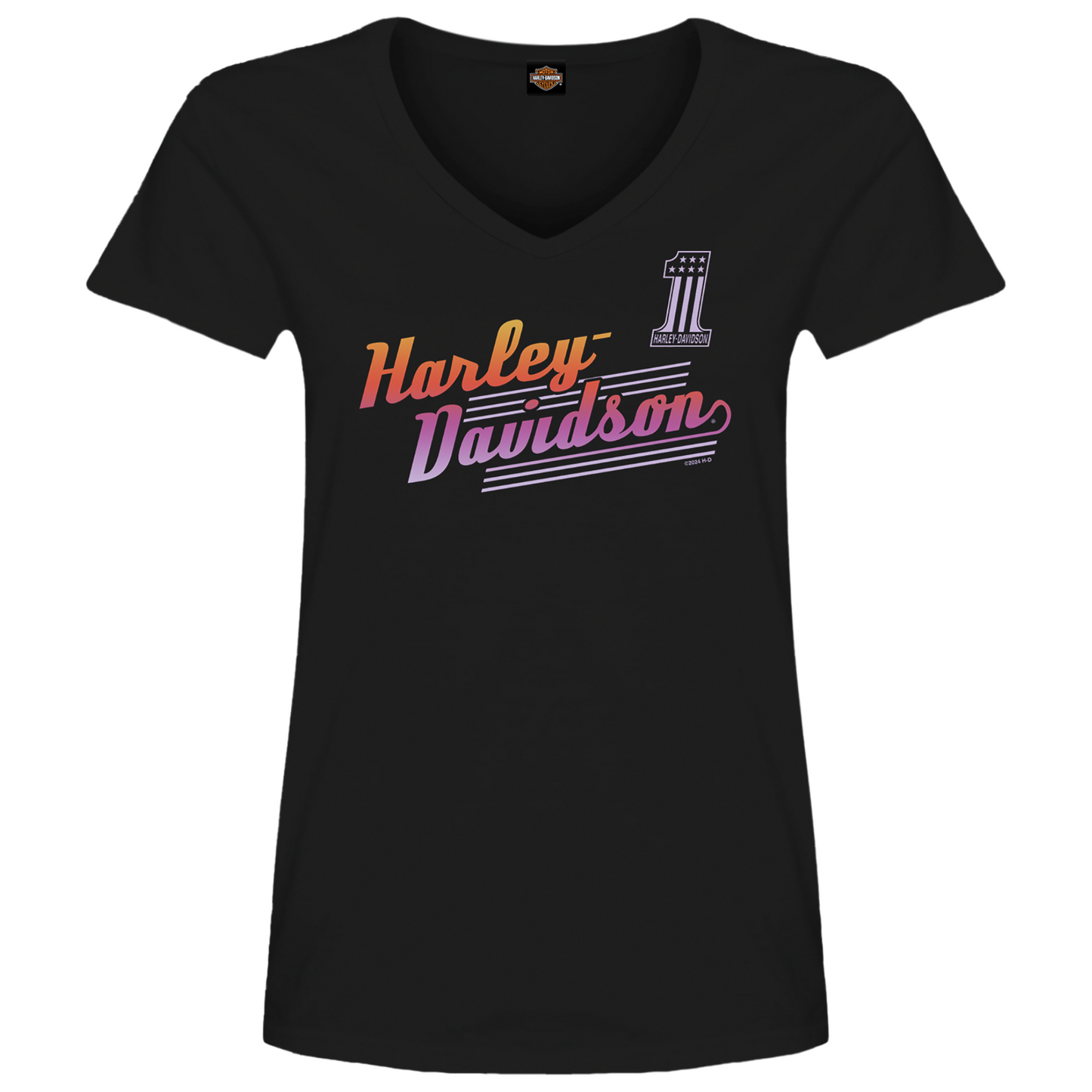 Harley-Davidson® Women's Ombre Short Sleeve V-Neck T-Shirt | Black