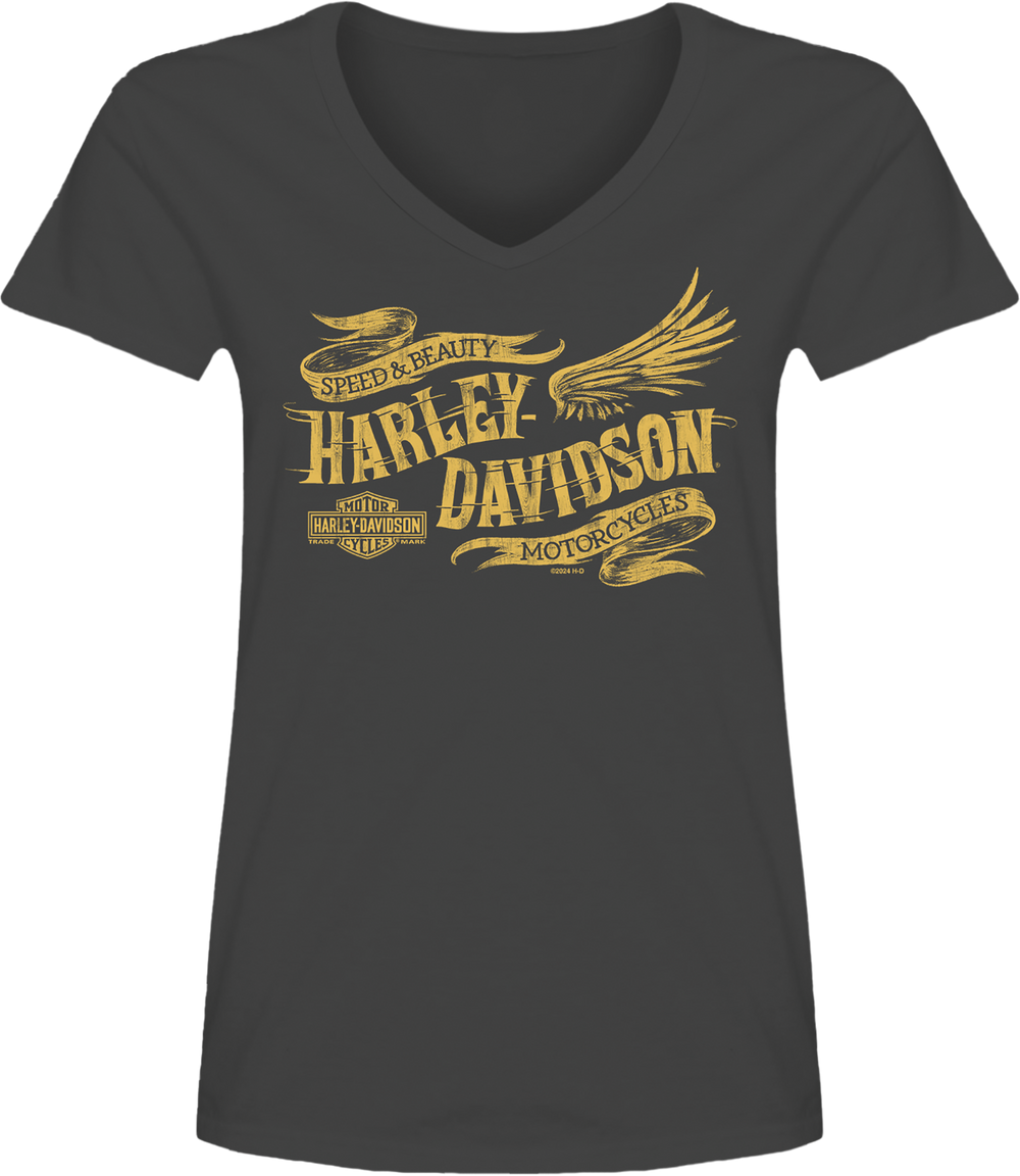 Harley-Davidson® Ladies Hi Fi Vibes Short Sleeve V-Neck T-Shirt | Charcoal