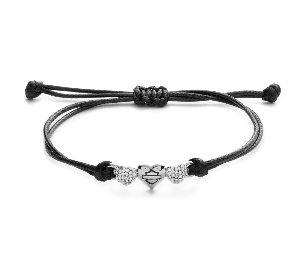 Bar & Shield Triple Heart Wax Cord Bracelet