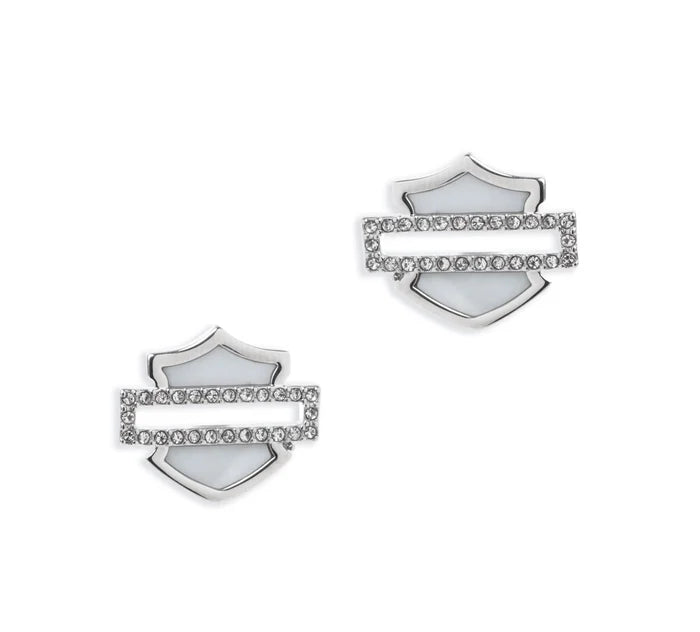 Harley-Davidson® Women's Mother of Pearl Bar & Shield® Stud Earrings