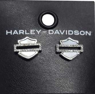 
                  
                    Harley-Davidson® Women's Mother of Pearl Bar & Shield® Stud Earrings
                  
                