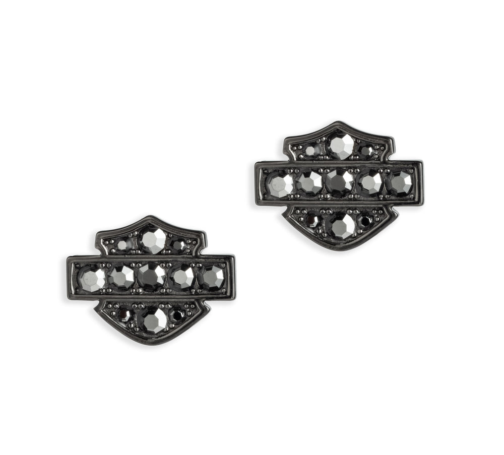 Harley-Davidson® Women's Hematite Open Bar & Shield® Post Earrings