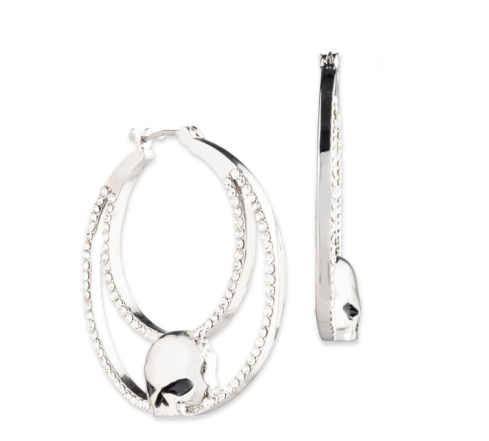 37MM Willie G Pave Double Hoop Earrings