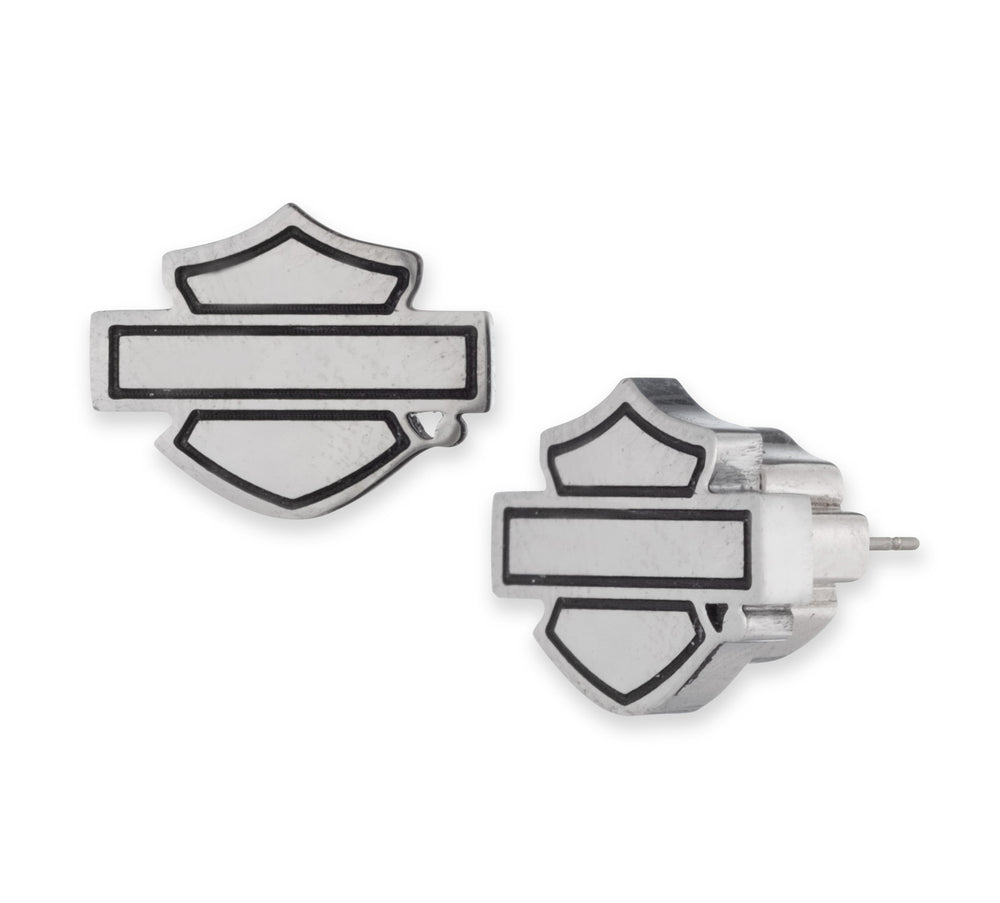 Large Bar and Shield Stud Earrings