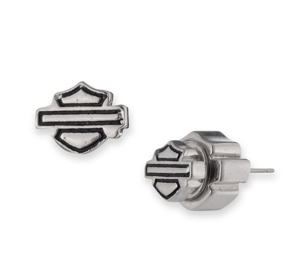 6MM Small Bar And Shield Stud Earrings