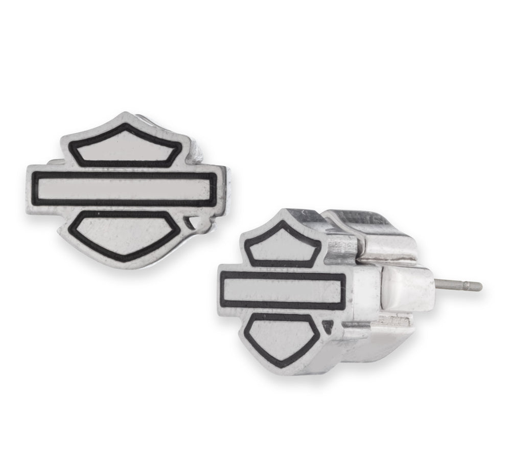 8MM Medium Bar and Shield Stud Earrings