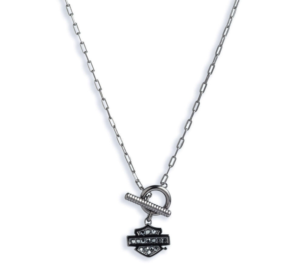 Harley-Davidson®  Bar & Shield® Toggle Necklace | Sterling Silver & PVD Plating