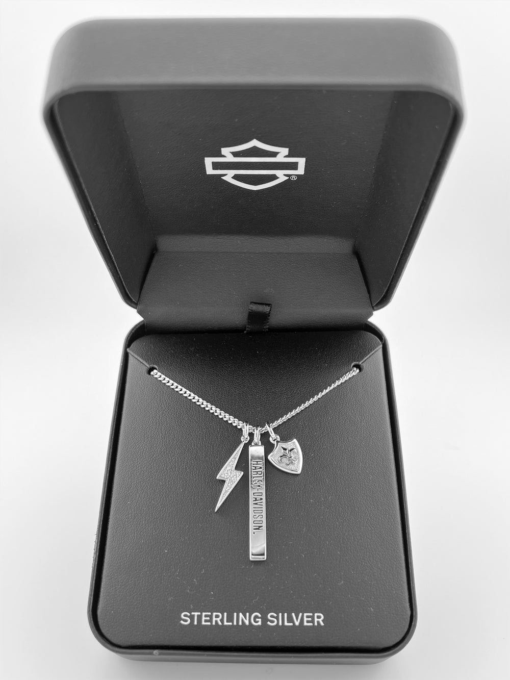 Harley-Davidson® Lightning Three Charm Pendant Necklace