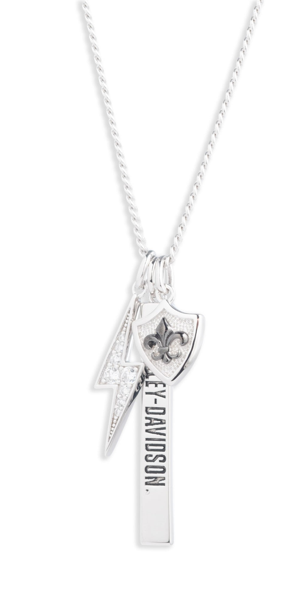 Harley-Davidson® Lightning Three Charm Pendant Necklace