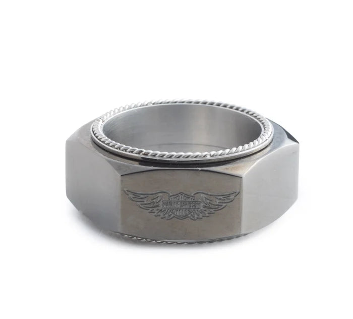 Harley-Davidson® Men's Hexagon Winged Bar & Shield® Ring