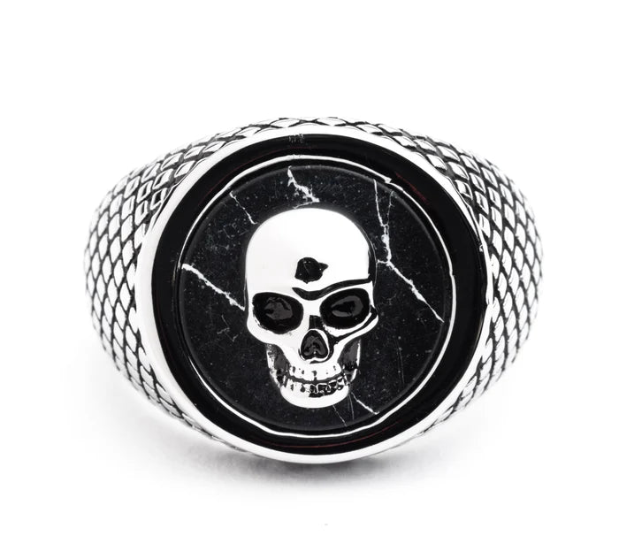 
                  
                    Harley-Davidson® Men's Black Circle Skull Ring | Stainless Steel
                  
                