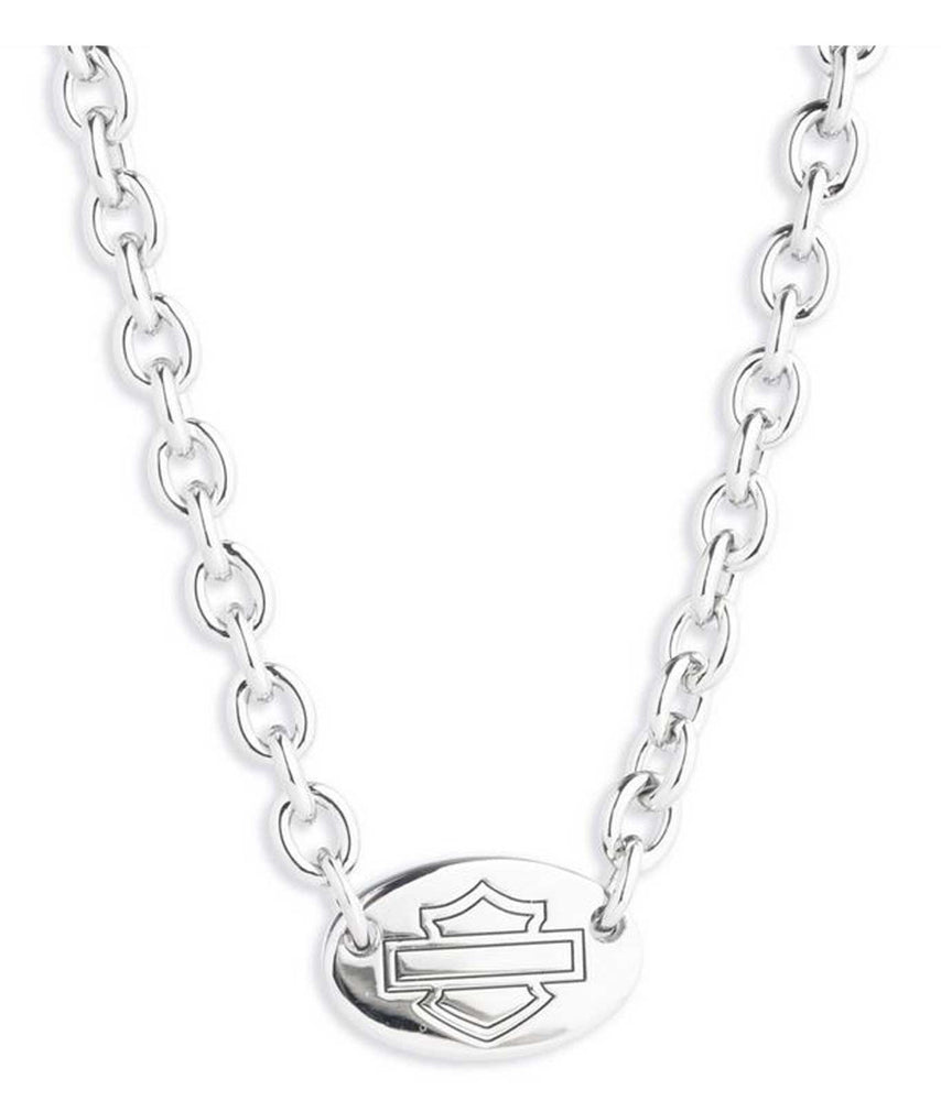 
                  
                    Harley-Davidson® Women's Oval Bar & Shield® Chain Necklace | Silver Plated
                  
                