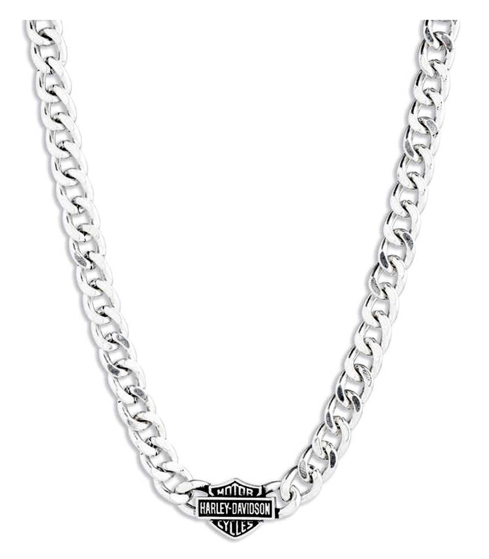 Harley-Davidson® Men's Bar & Shield® Curb Link Stainless Steel Necklace | 22