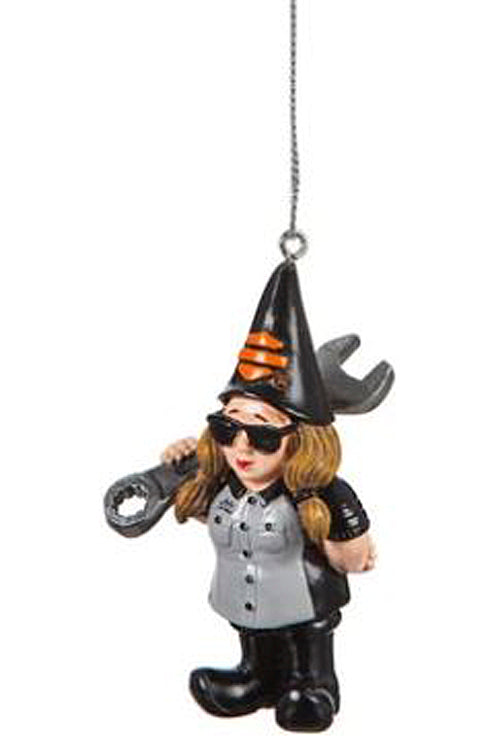 Harley-Davidson Biker Garden Gnome Ornament Female Mechanic