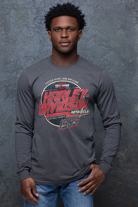 Harley-Davidson® Men's Loud and Clear Long Sleeve T-Shirt | Dark Grey