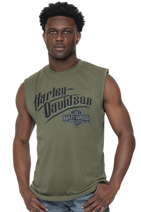 Harley-Davidson® Men's Hard Edge Sleeveless Shirt | Army Green