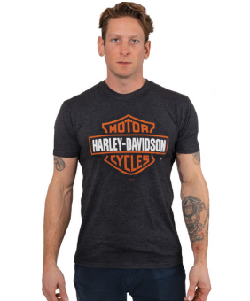 Harley-Davidson® Men's Vintage Bar & Shield Short Sleeve T-Shirt | Pin Up Back | Charcoal