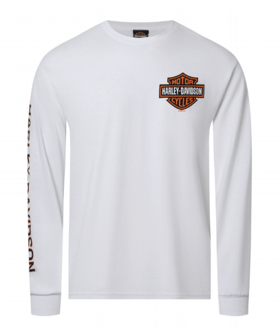 Harley-Davidson® Men's Left Chest Bar & Shield® Long Sleeve T-Shirt | White