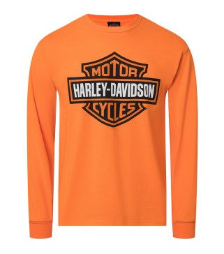 Harley-Davidson® Men's Bar & Shield® Long Sleeve T-Shirt | Safety Orange