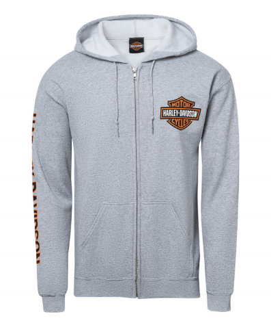 Harley-Davidson® Men's Bar & Shield® Zip-Up Hoodie | Grey