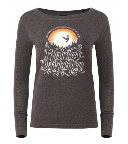 Harley-Davidson® Women's Sunset Long Sleeve T-Shirt | Thumbholes | Black