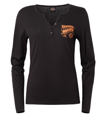 Harley-Davidson® Women's Dilemma Long Sleeve Henley T-Shirt | Black