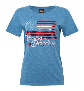 Harley-Davidson® Women's Salute Scoop Neck T-Shirt | Teal