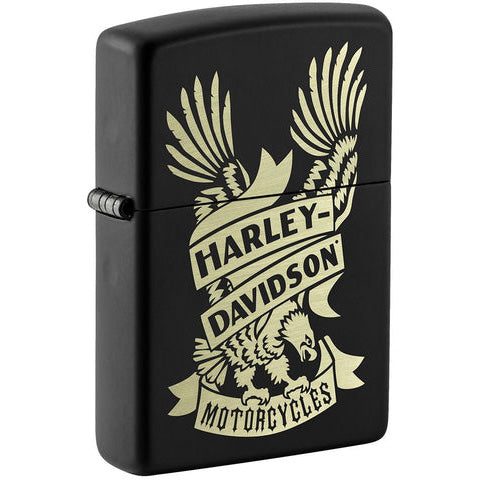 Harley-Davidson® Eagle Banner Matte Black Zippo® Lighter