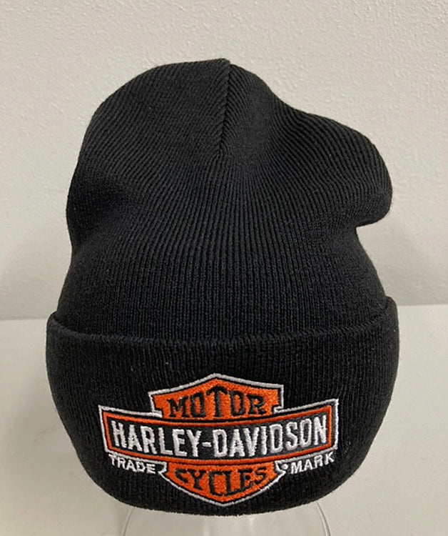 Harley-Davidson® Men's Custom Timeless Cuffed Knit Cap | Long Bar & Shield® | Black