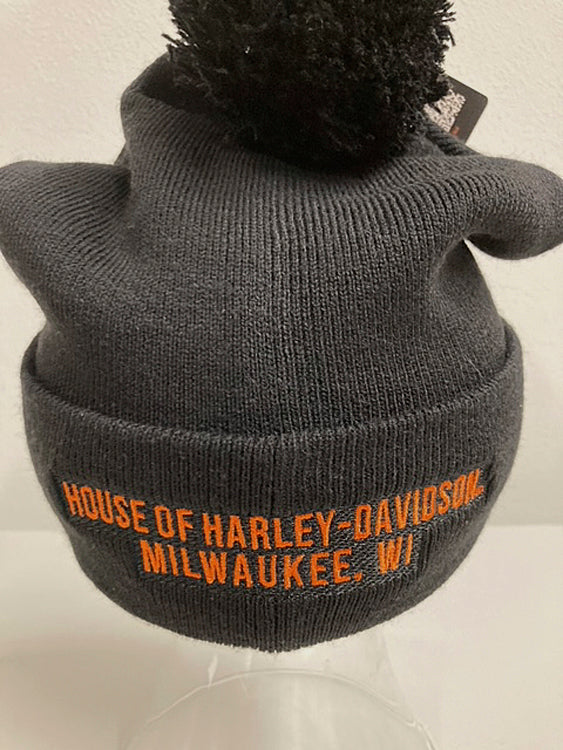 
                  
                    Harley-Davidson® Unisex Custom Black Cuffed Knit Cap | Pom Detail | Bar & Shield® Embroidery
                  
                
