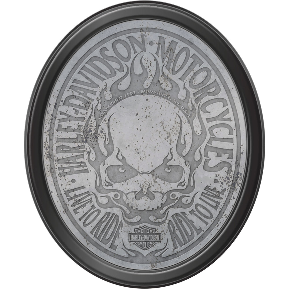 Harley-Davidson® Flaming Skull Oval Mirror